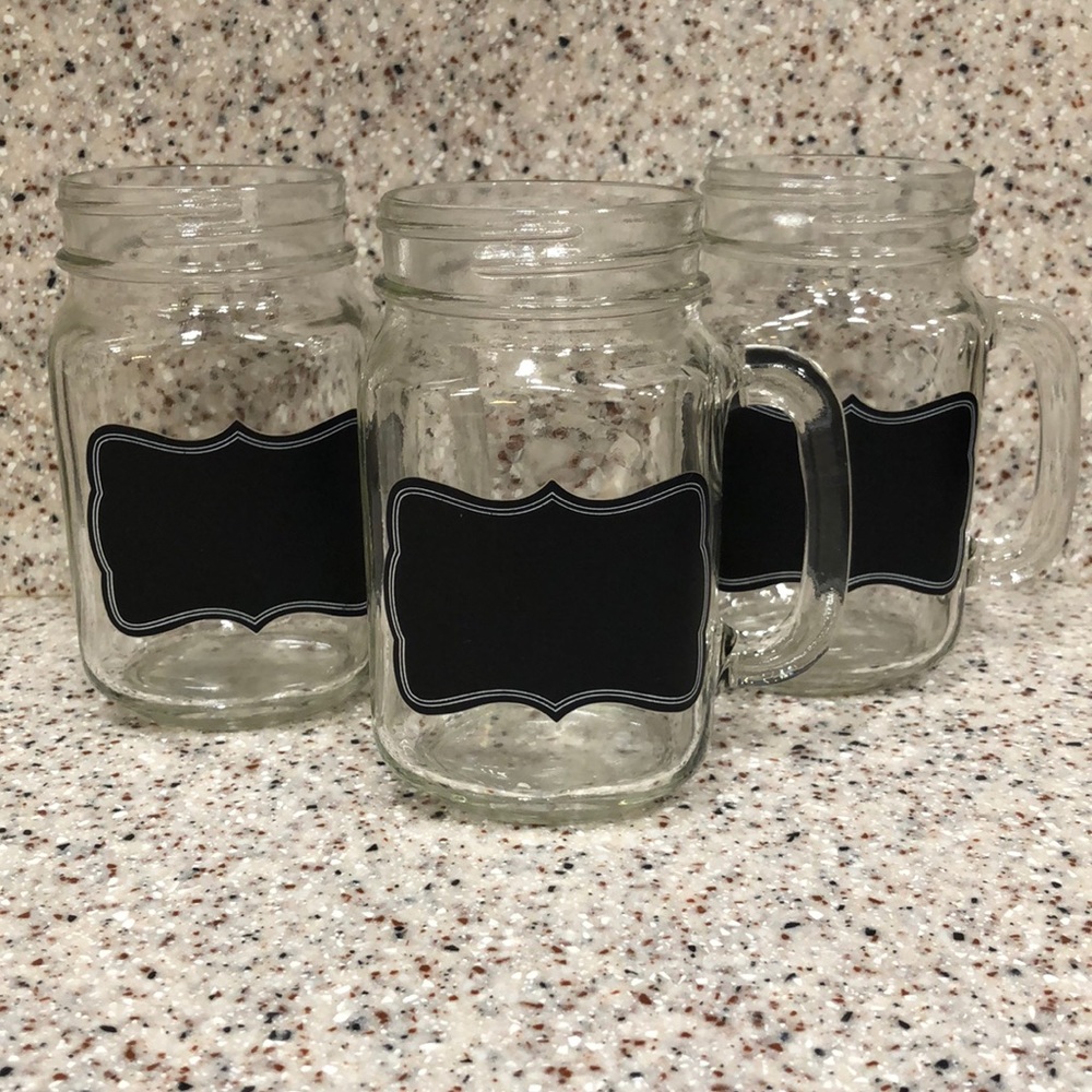Glass Chalk Mugs set of 3